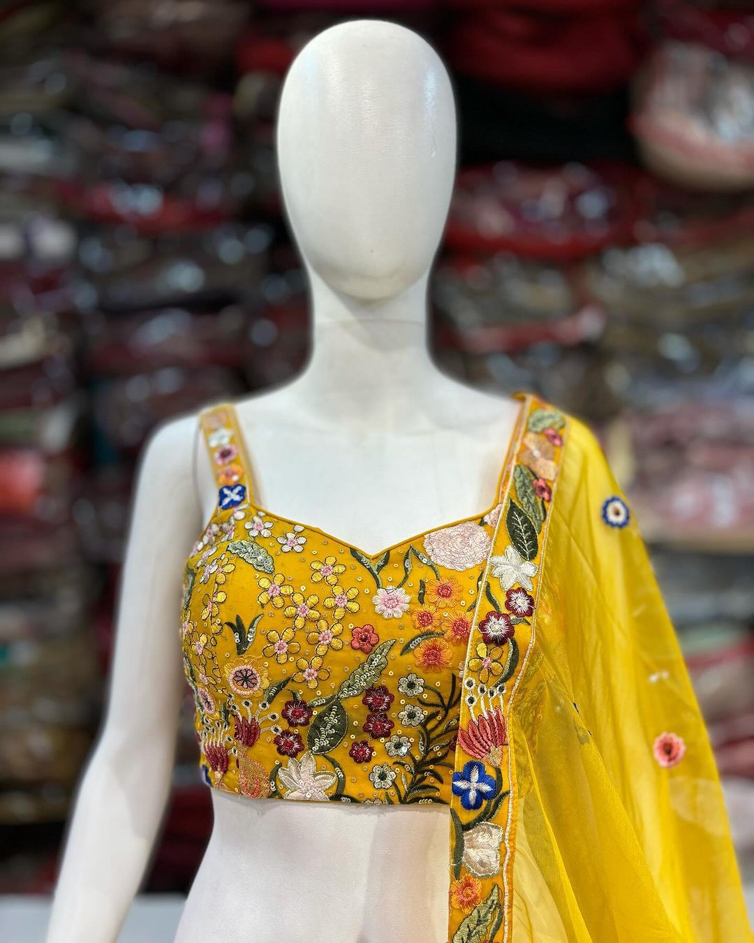 Buy Now the Latest Yellow Thread Embroidery Lehenga Choli