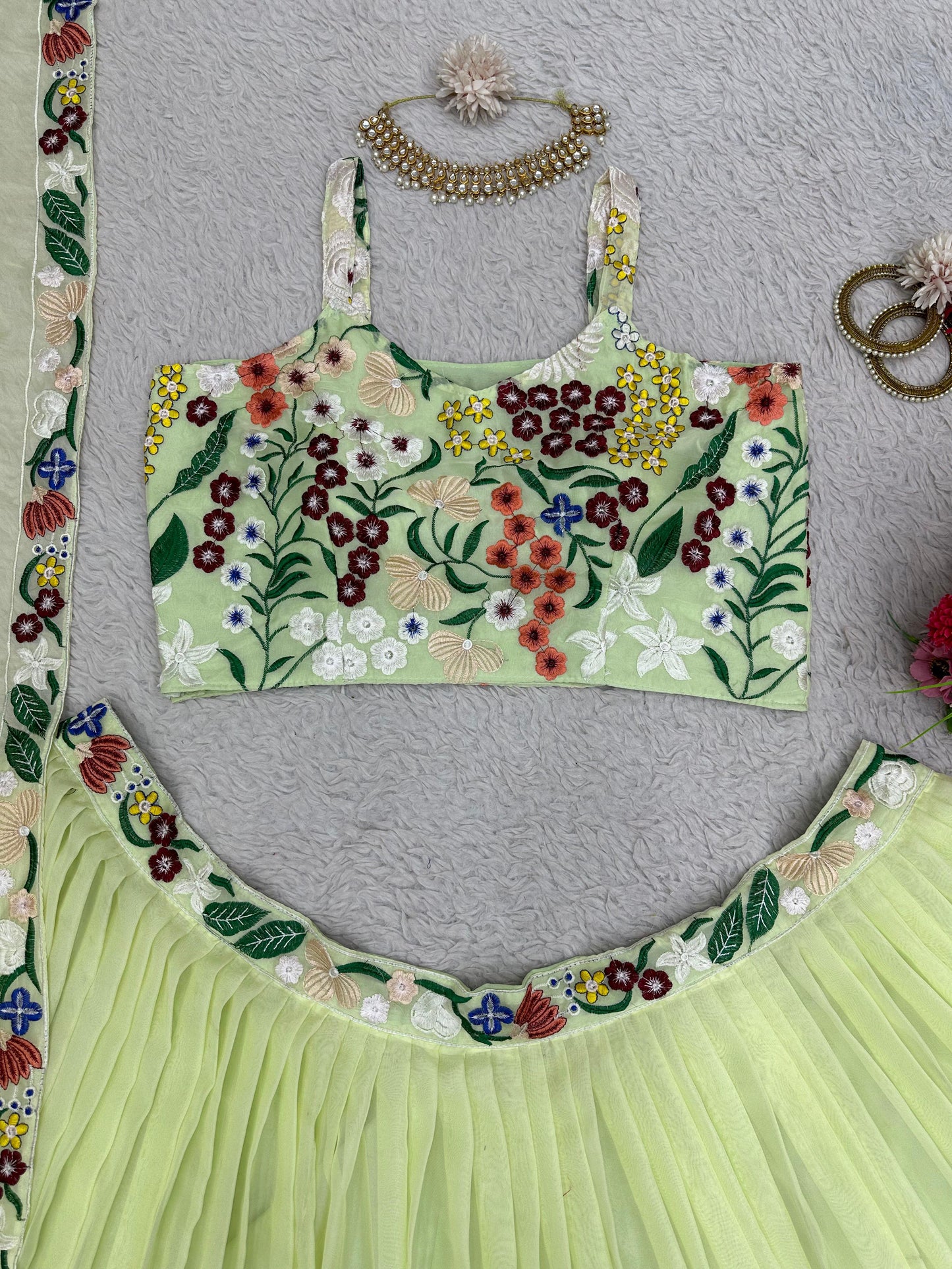 Buy Now the Latest Thread Embroidery Lehenga Choli
