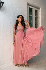 Dusty Pink Sequin Pannel Long Dress - Joshindia