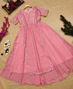 Dusty Pink Sequin Pannel Long Dress - Joshindia