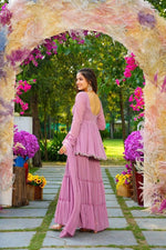 Lavender light georgette sharara set - Joshindia