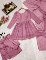 Lavender light georgette sharara set - Joshindia