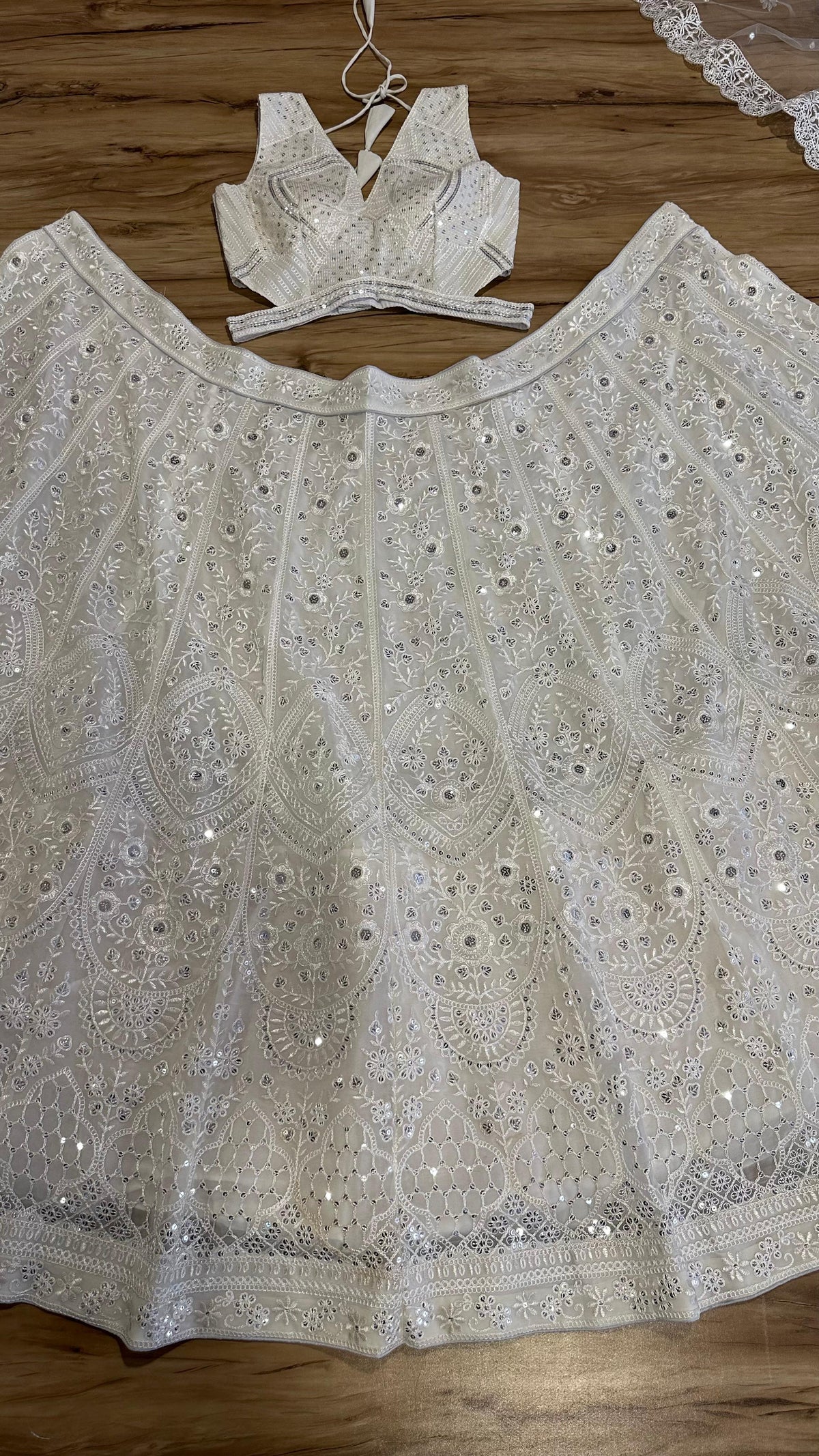 Georgette Embroidery With Sequins Work Wedding Wear Lehenga - Joshindia