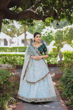 Sky Blue Lehenga For Women - Joshindia