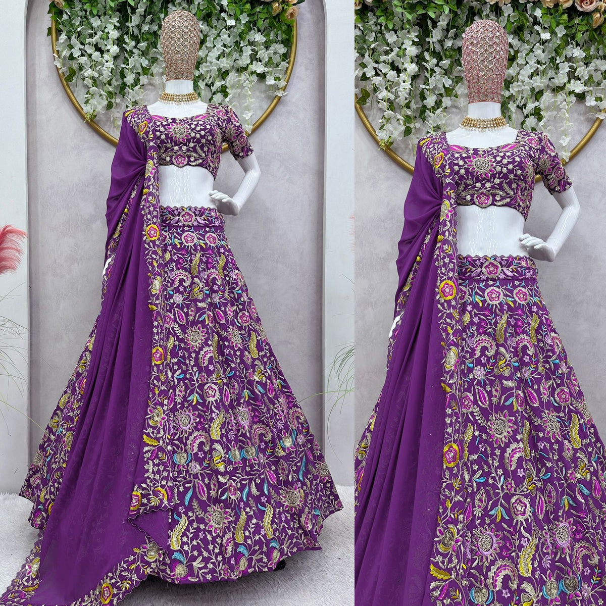 Buy Indian Designer Purple Lehenga Choli Online - Joshindia