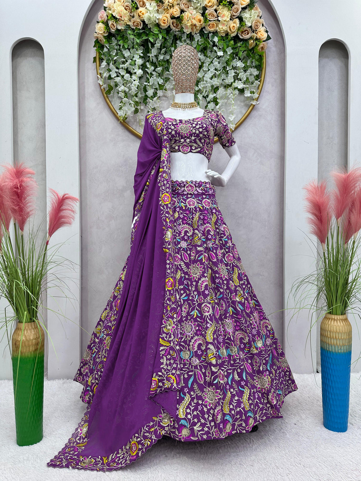 Buy Indian Designer Purple Lehenga Choli Online - Joshindia