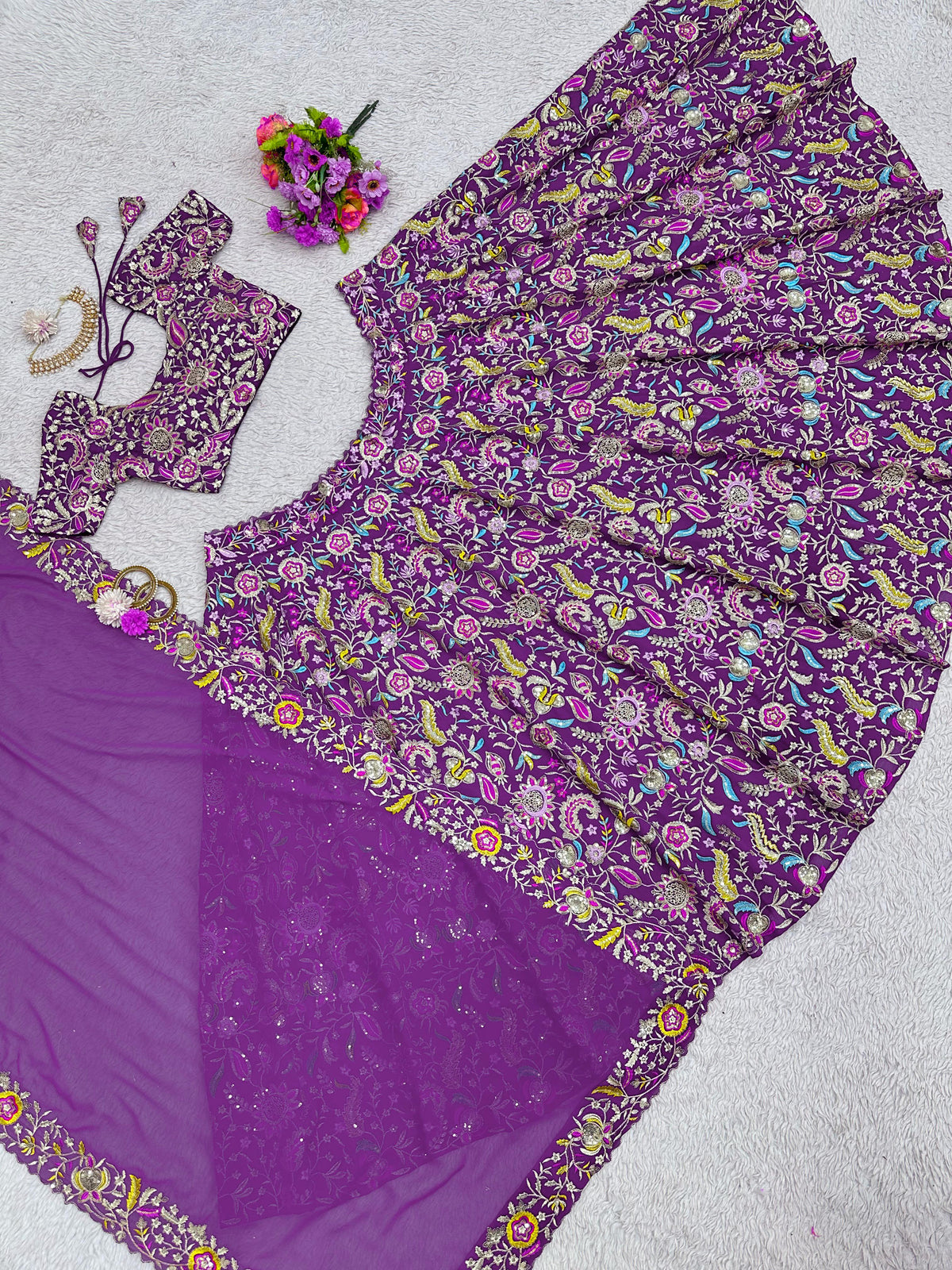 Buy Indian Designer Purple Lehenga Choli Online - Joshindia
