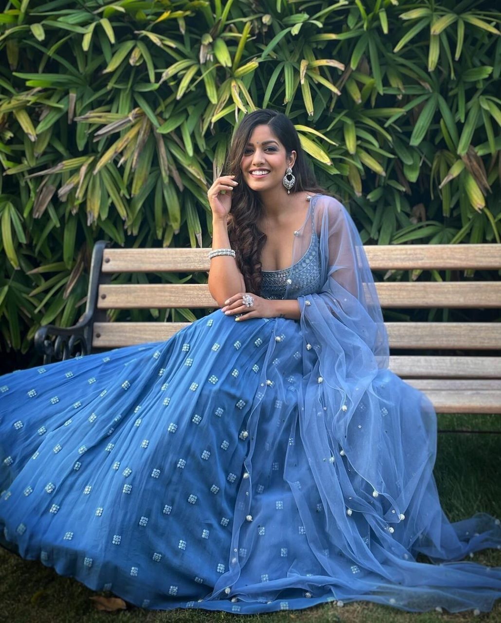 Dark sky blue faux georgette wedding Lehenga choli - Joshindia