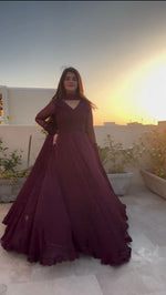 Buy Latest Wine Color Indian Gown Online at Best Price - Joshindia