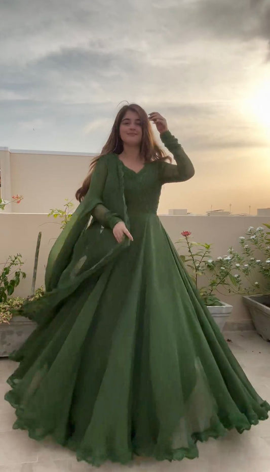 Buy Latest Green Color Indian Gown Online at Best Price