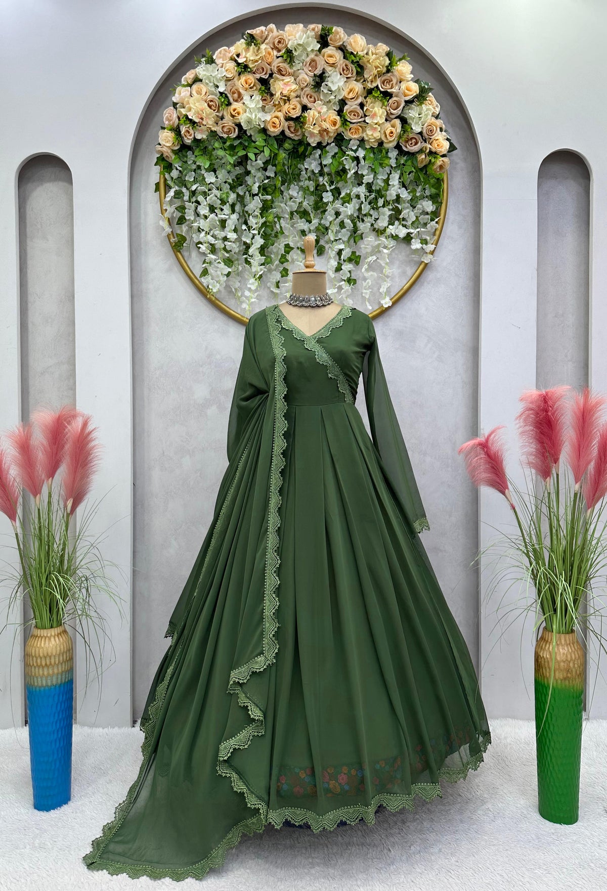Buy Latest Green Color Indian Gown Online at Best Price - Joshindia