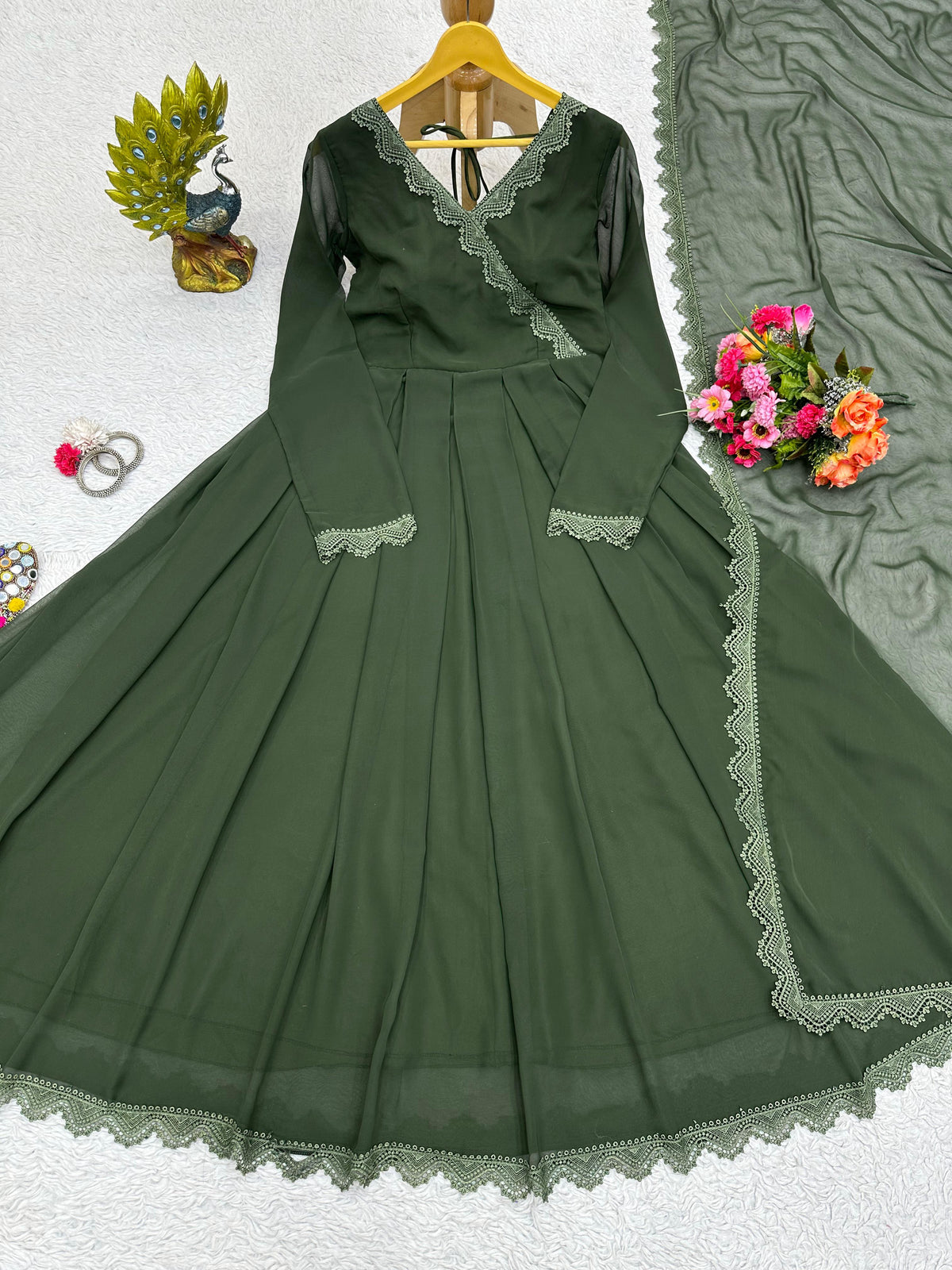 Buy Latest Green Color Indian Gown Online at Best Price - Joshindia