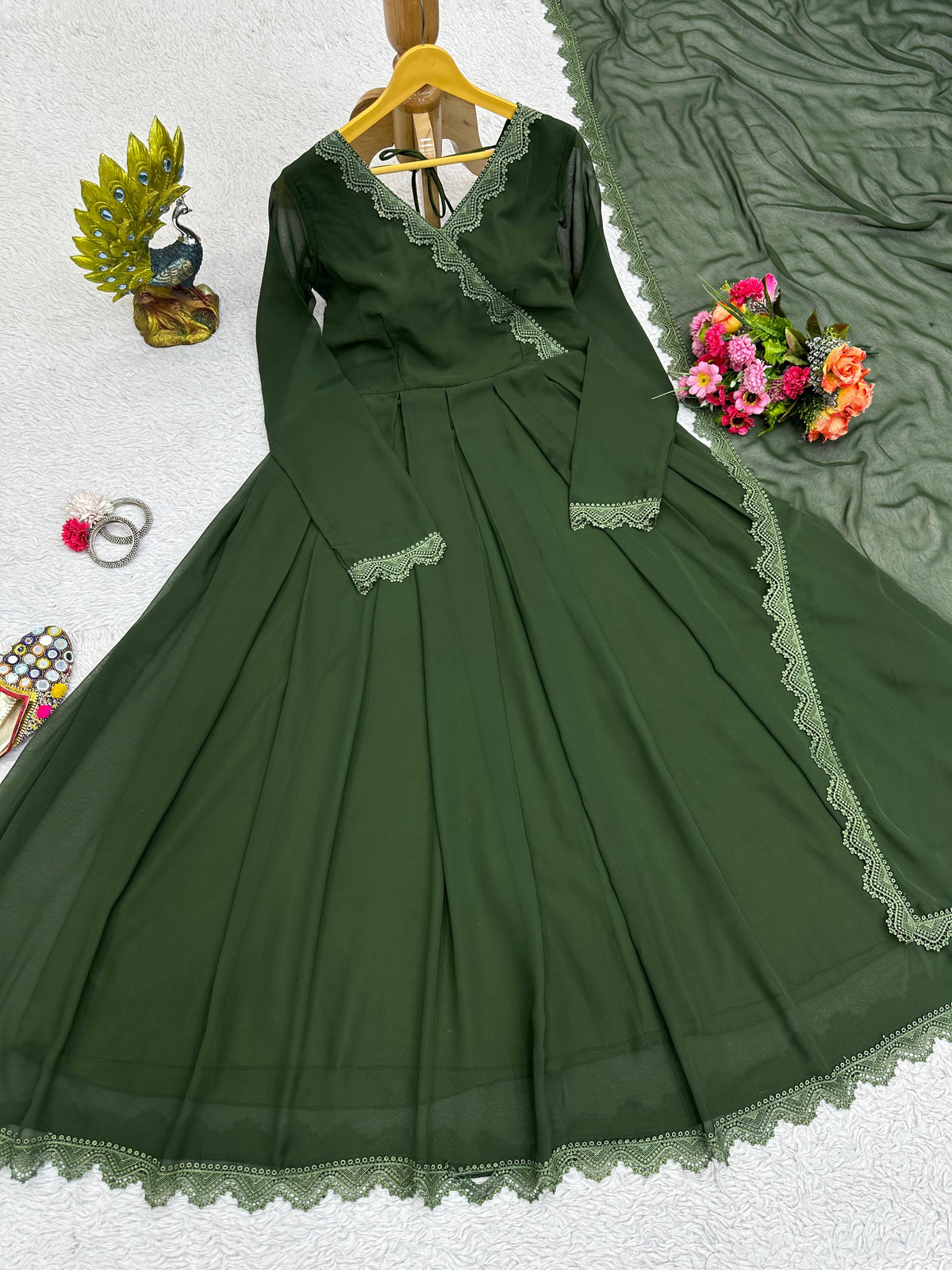 Buy Latest Green Color Indian Gown Online at Best Price - Joshindia
