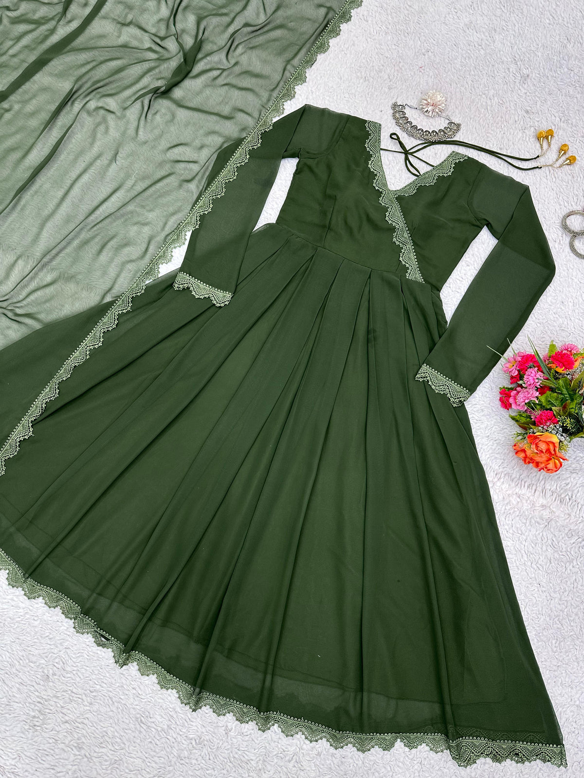 Buy Latest Green Color Indian Gown Online at Best Price - Joshindia