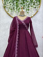 Buy Latest Wine Color Indian Gown Online at Best Price - Joshindia