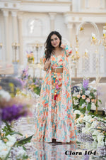 stunning 3 piece koti style indo western suit of printed crop - Joshindia
