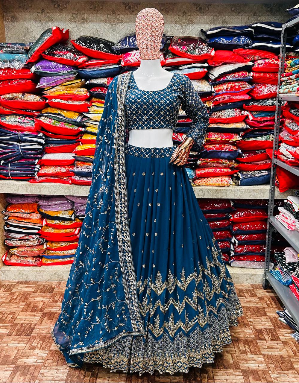 Beautiful embroidery zari work lehenga choli - Joshindia