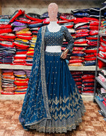Beautiful embroidery zari work lehenga choli - Joshindia