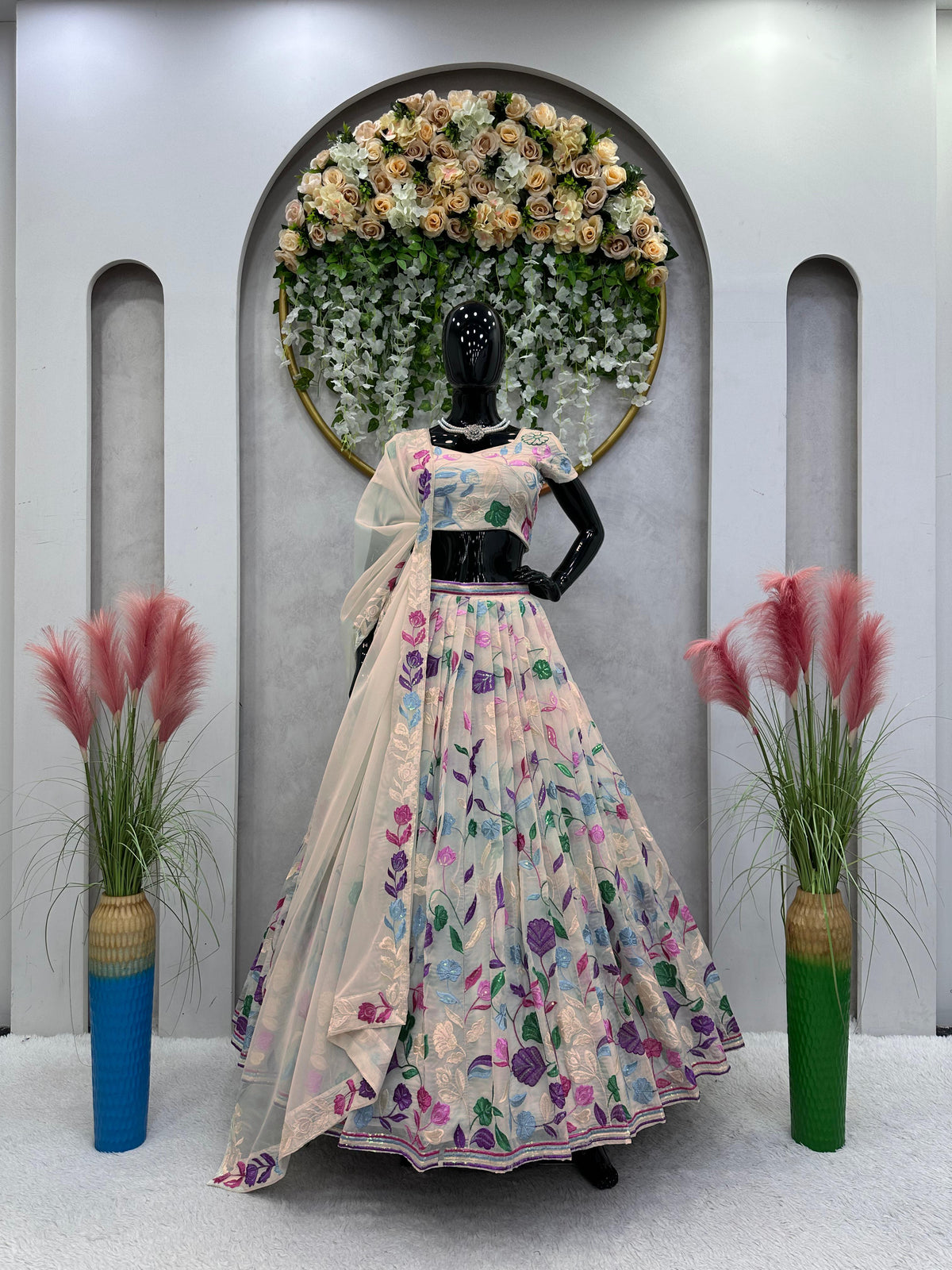 Buy Cream Color Lehenga Online At Best Price - Joshindia