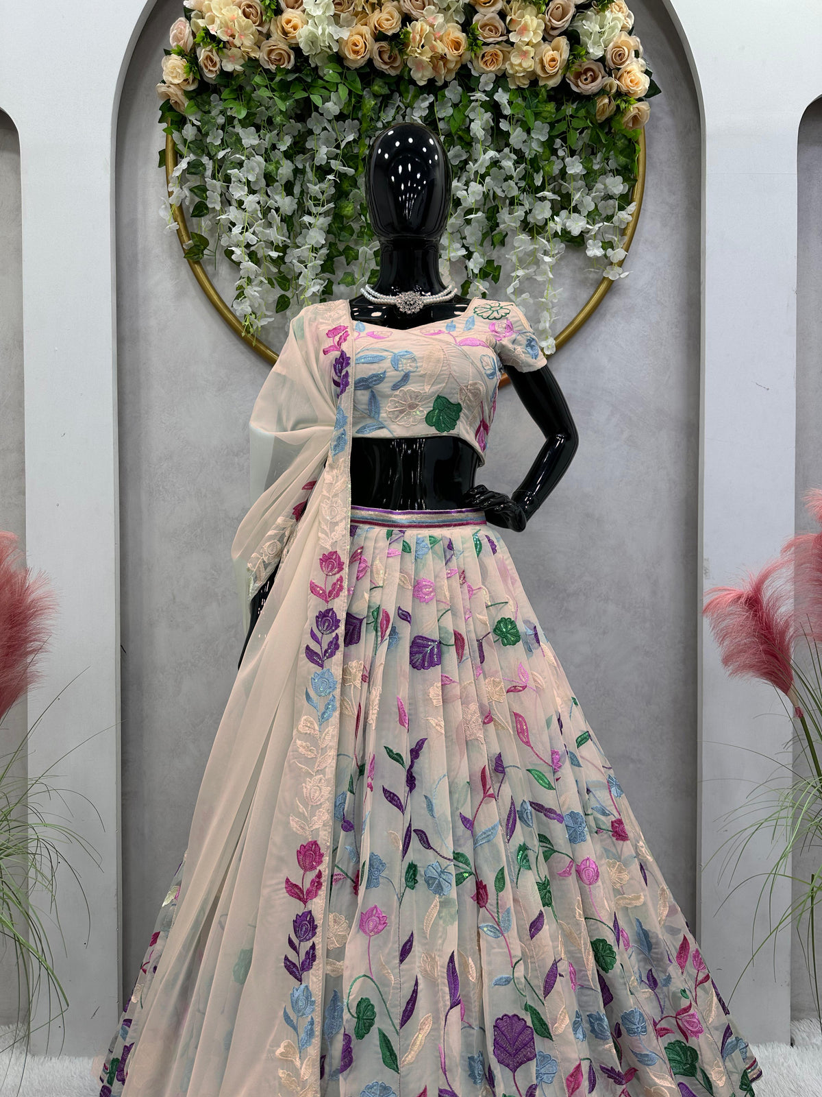 Buy Cream Color Lehenga Online At Best Price - Joshindia