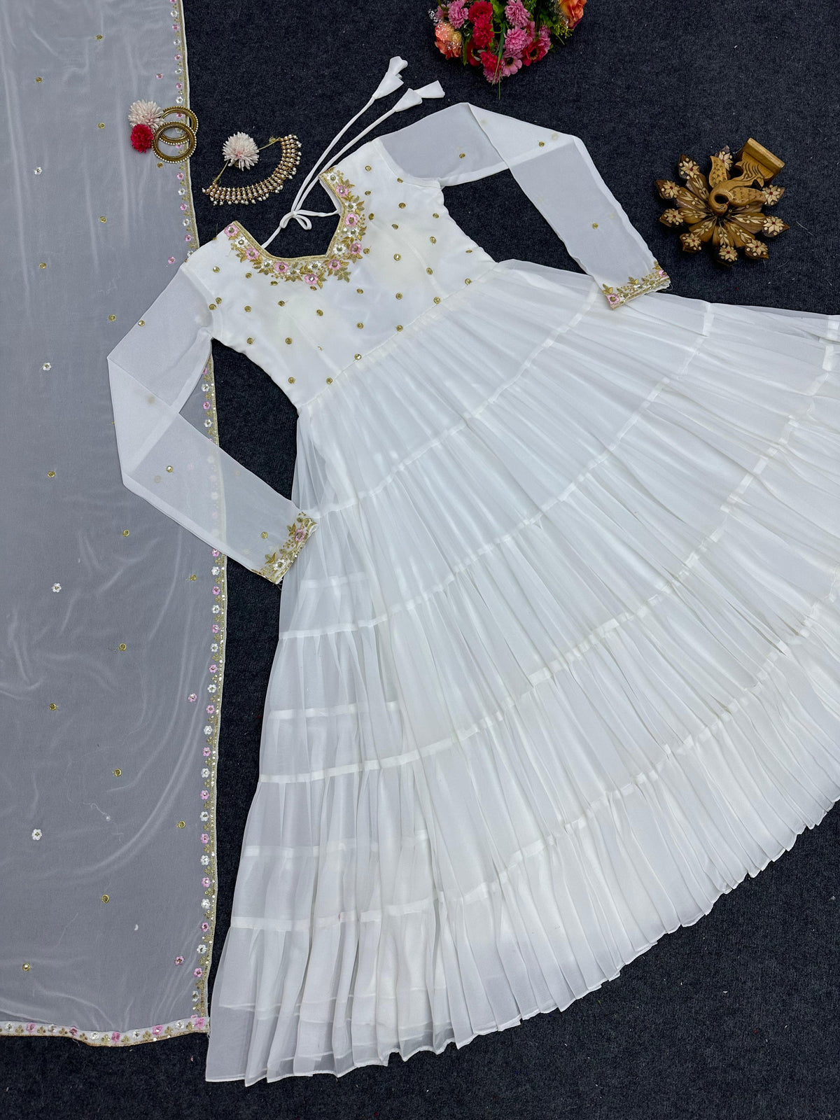 Beautiful Designer Suit On Heavy Faux Georgette Fabric - Joshindia