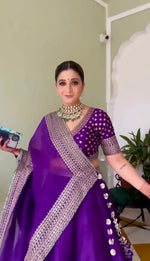 Purple Organza Lehenga With A Heavy Blouse And Dupatta - Joshindia