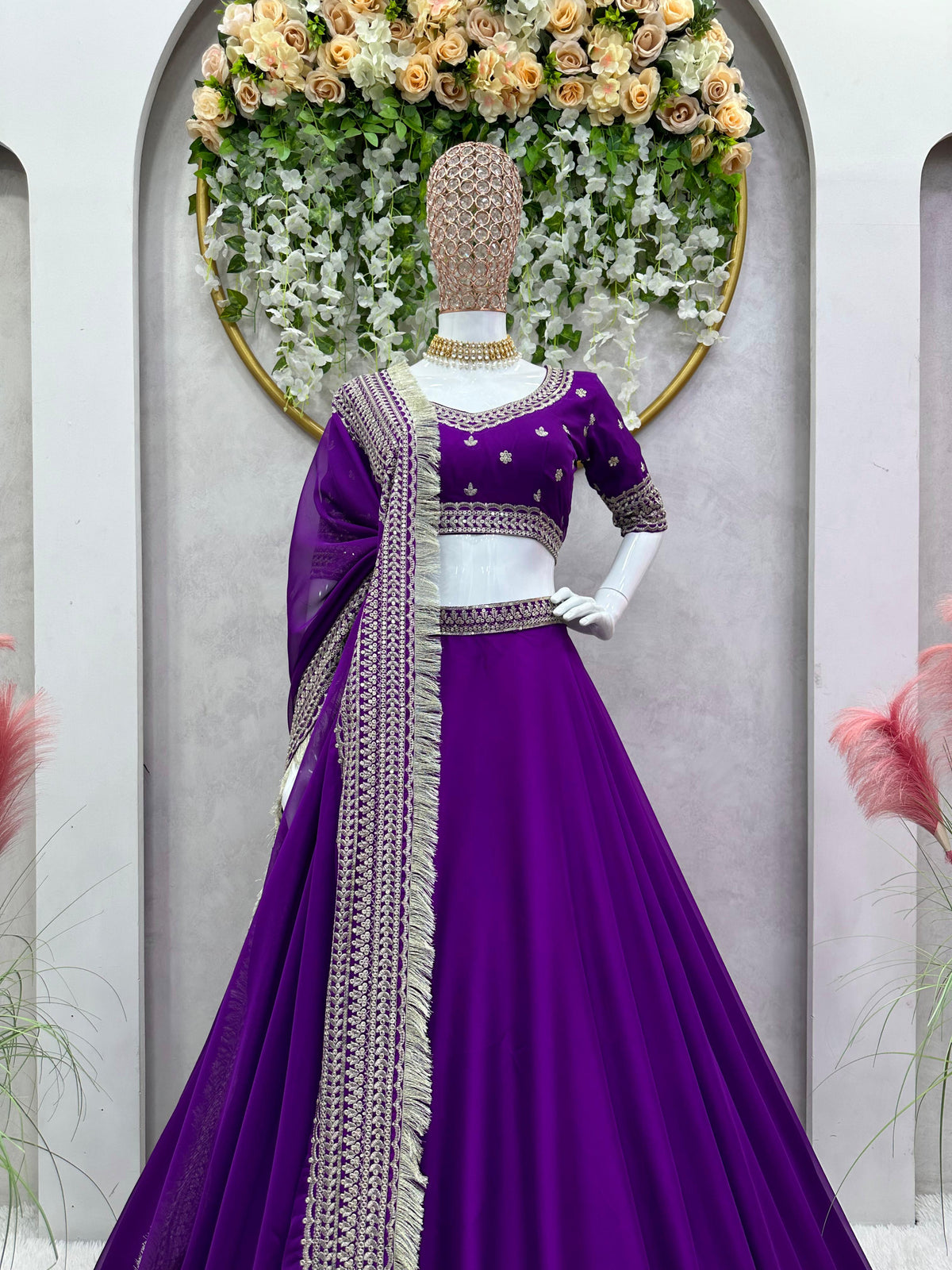 Purple Organza Lehenga With A Heavy Blouse And Dupatta - Joshindia