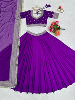 Purple Organza Lehenga With A Heavy Blouse And Dupatta - Joshindia