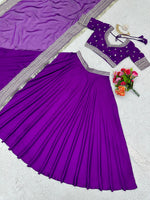 Purple Organza Lehenga With A Heavy Blouse And Dupatta - Joshindia
