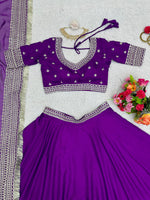 Purple Organza Lehenga With A Heavy Blouse And Dupatta - Joshindia