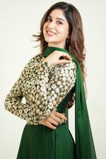 Ivory Lehenga Set With Bottle Green Dupatta - Joshindia