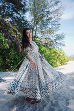 Black And White Abstract Printed A-Line Western Dress - Joshindia