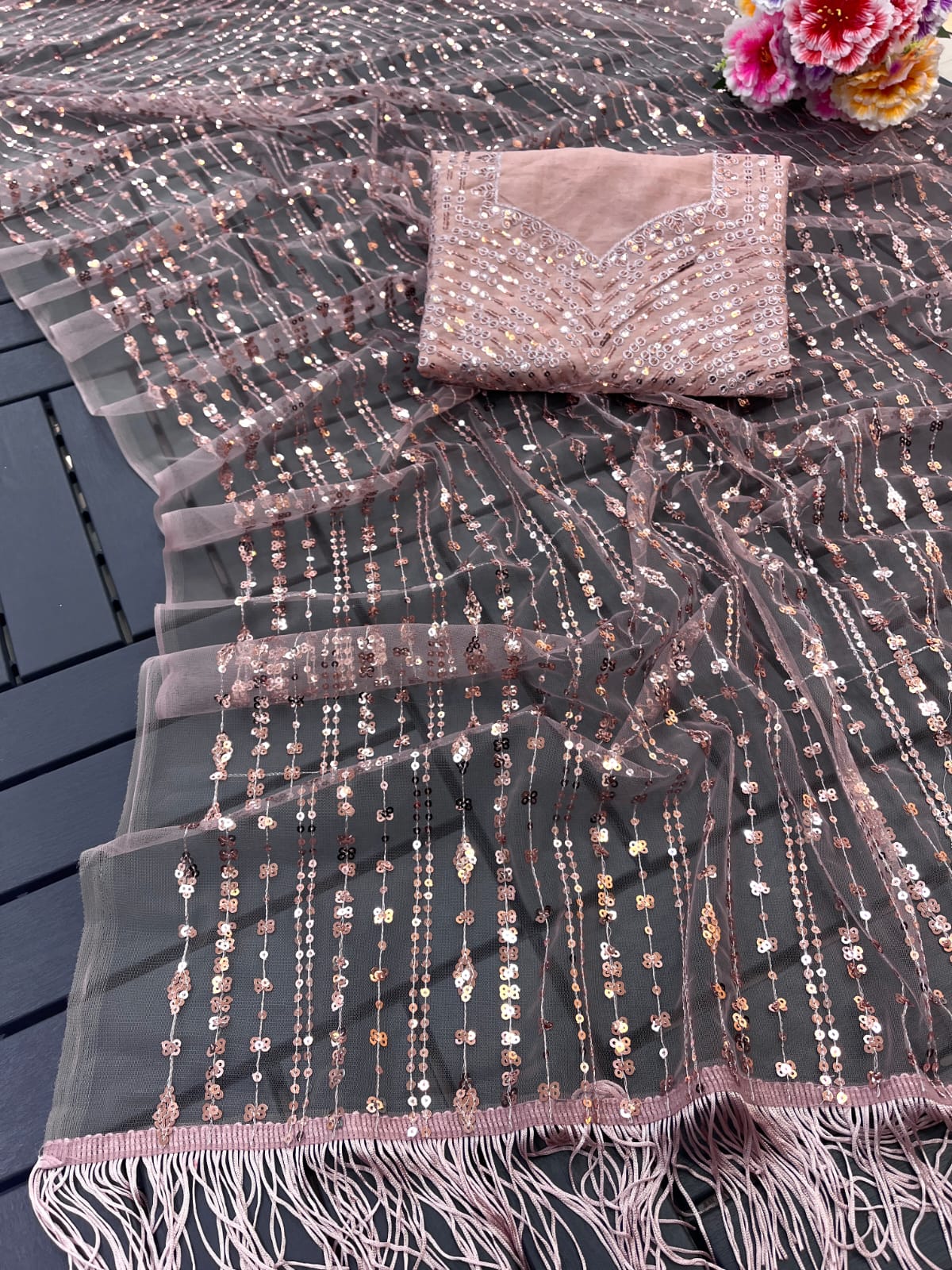 Buy Beautiful Net Party Wear Saree Online At Best Price - Joshindia