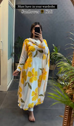 Sunflower Kali Fox Georgette Gown With Dupatta Set - Joshindia