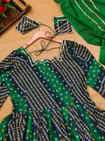 Green Bandhani Printed Rayon Long Kurti - Joshindia