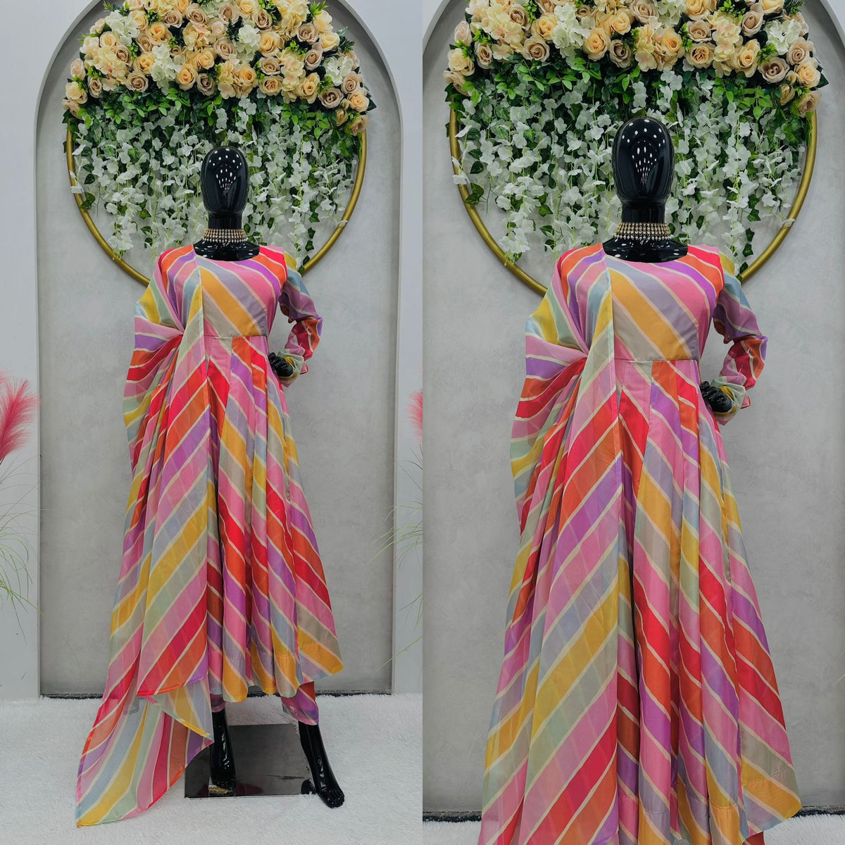 Beautiful Designer Suit On Tabby Silk Women Suit - Joshindia