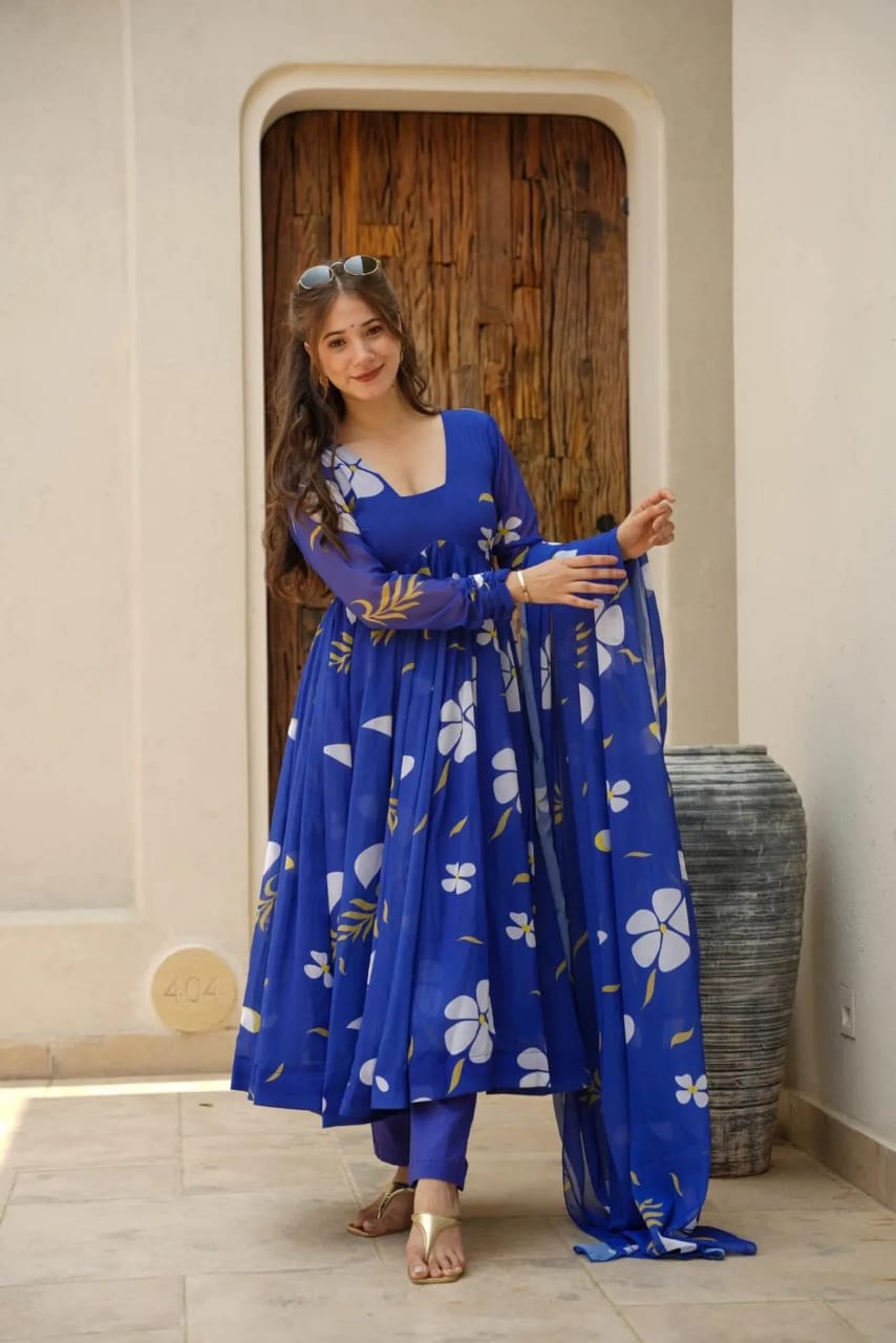 Buy Blue Floral Salwar Suit online in India - Joshindia