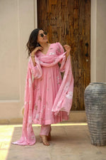 Candy pink georgette suit set