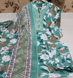 Floral motif printed cotton kurta set with pockets