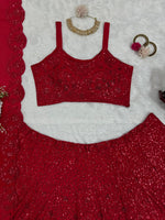 Beautiful Red Sequins Heavy Lehenga Choli Online