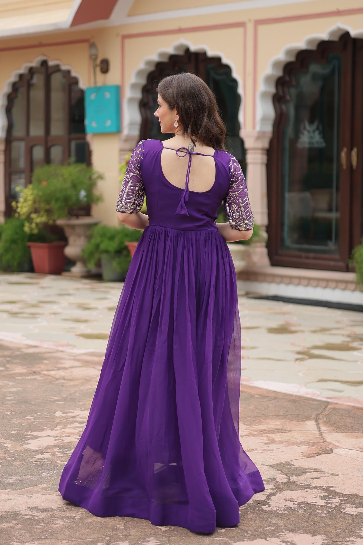Premium Designer Readymade Purple Gown