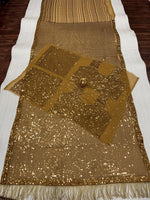 Golden Color Georgette Sequins Embroidery Saree