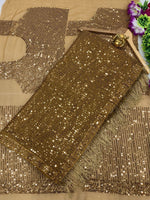 Golden Color Georgette Sequins Embroidery Saree