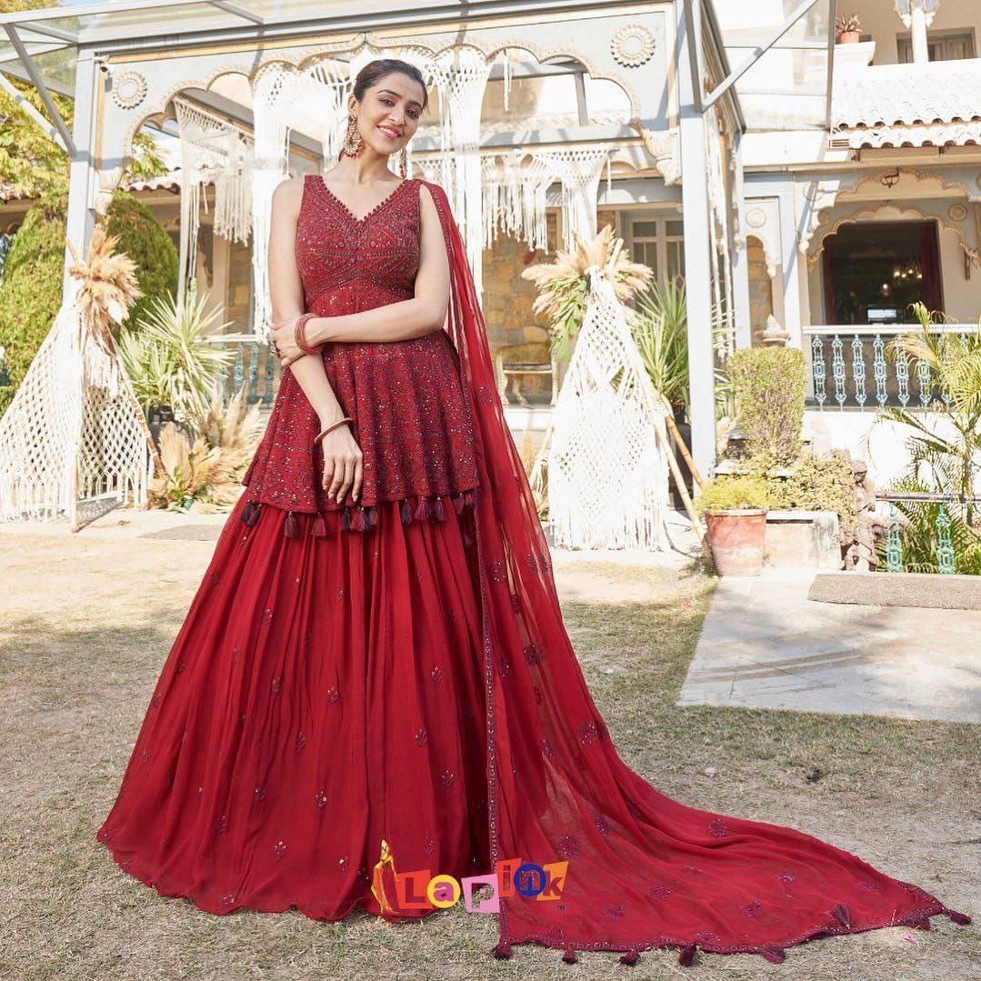 Shop Designer Maroon Sharara Suit Online in India