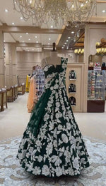 Green Heavy Designer Lehenga Choli with Rainbow Sequins Work