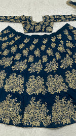 Navy Blue Designer Polo Silk Lehenga Choli with Zari & Sequins Work