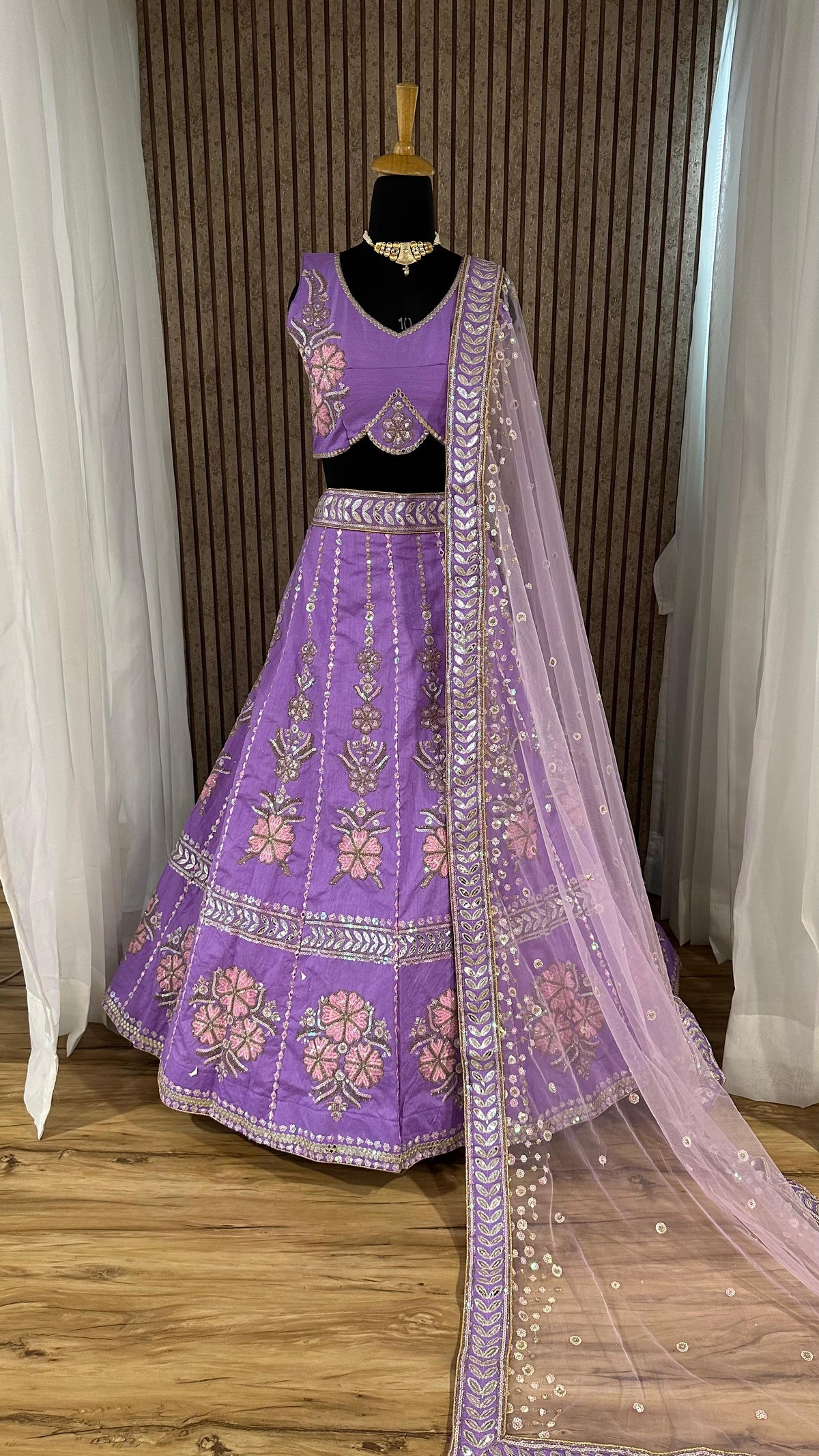 Purple Designer Lehenga Choli with Heavy Embroidery & Net Dupatta
