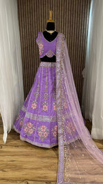Purple Designer Lehenga Choli with Heavy Embroidery & Net Dupatta