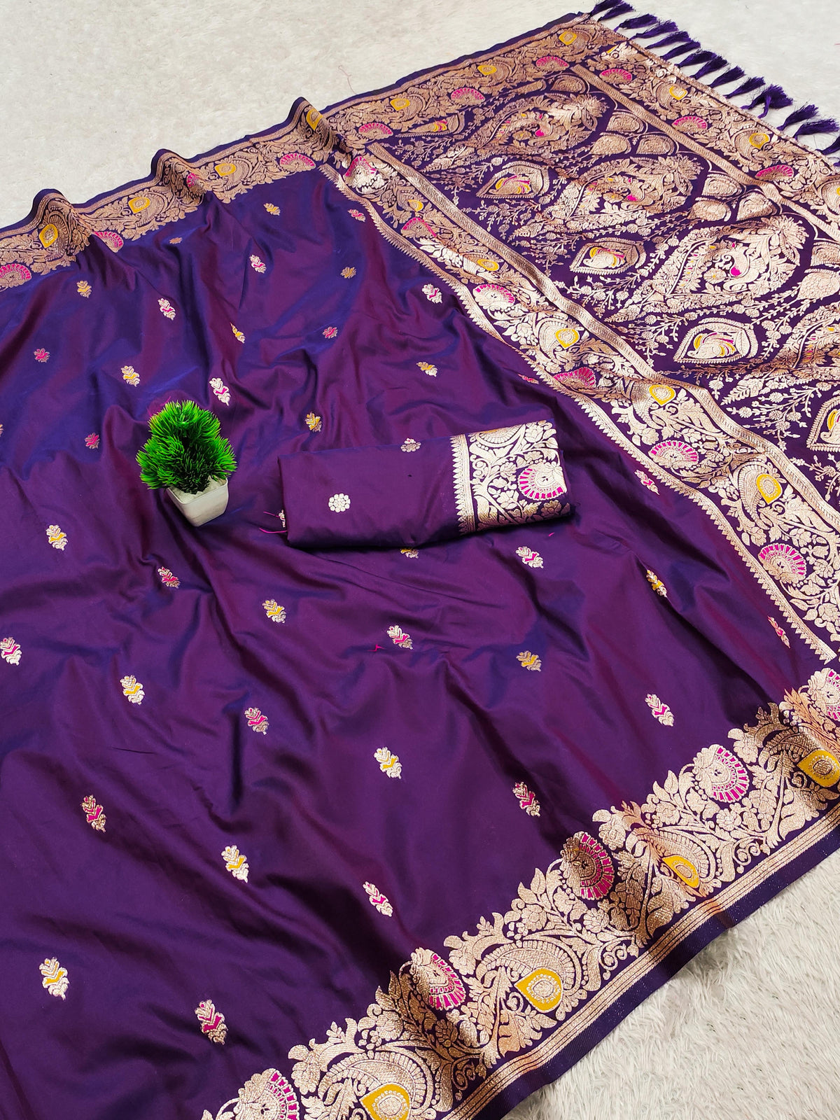 Dark Purple Color Designer Banarasi Silk Saree