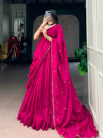Pink Silk Lehenga Choli with Embroidered Blouse